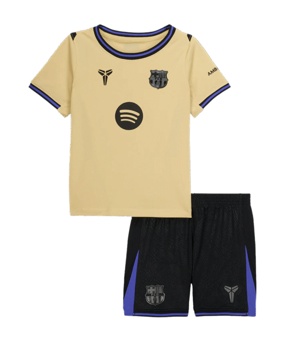 Kid's Barcelona Away Soccer Jersey Kit(Jersey+Shorts) 2025/26 Yellow