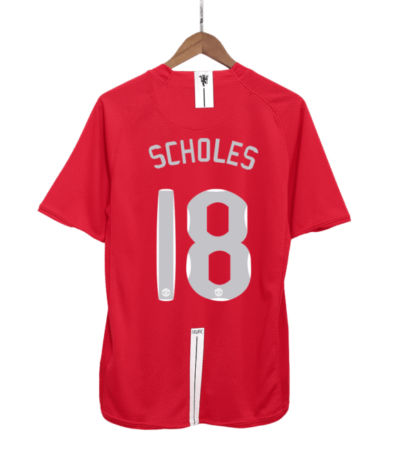 Manchester United SCHOLES #18 Home Soccer Jersey Retro 2007/08 - UCL Final