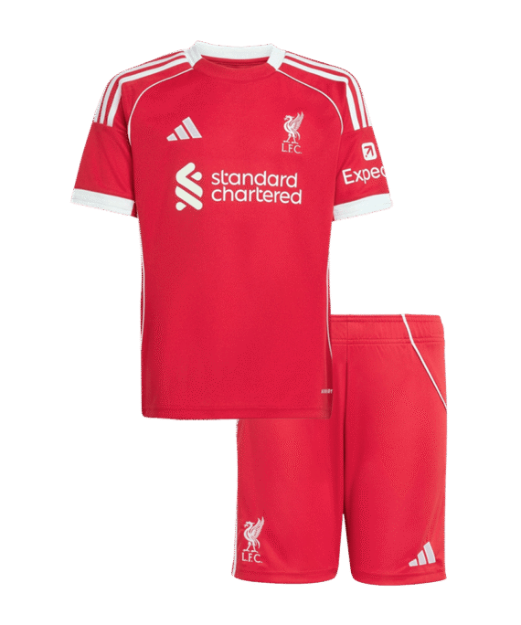 Liverpool Home Soccer Jersey Kit 2025/26 Kids(Jersey+Shorts)