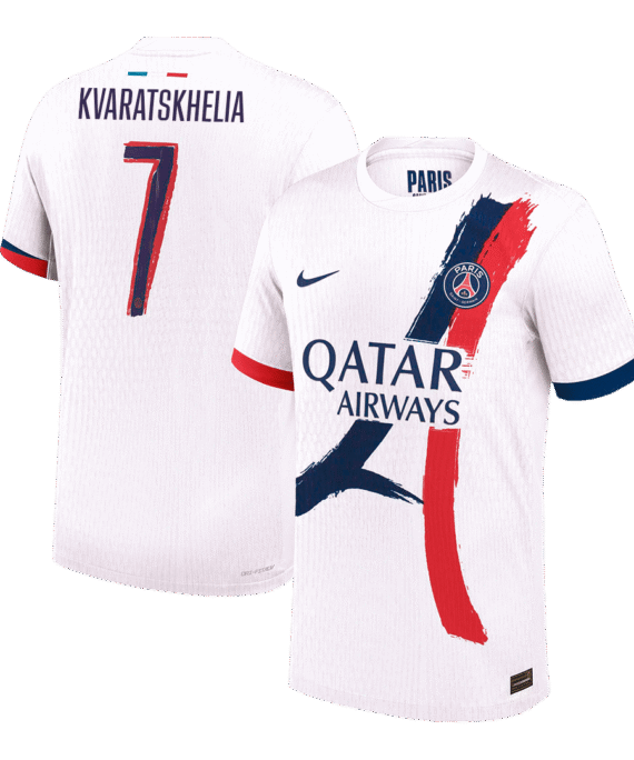 PSG KVARATSKHELIA #7 Away Soccer Jersey Authentic - UCL Edition