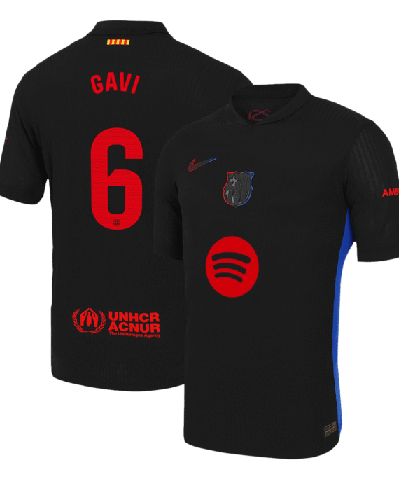 Barcelona GAVI #6 Away Soccer Jersey Authentic - Spotify Logo Without Text