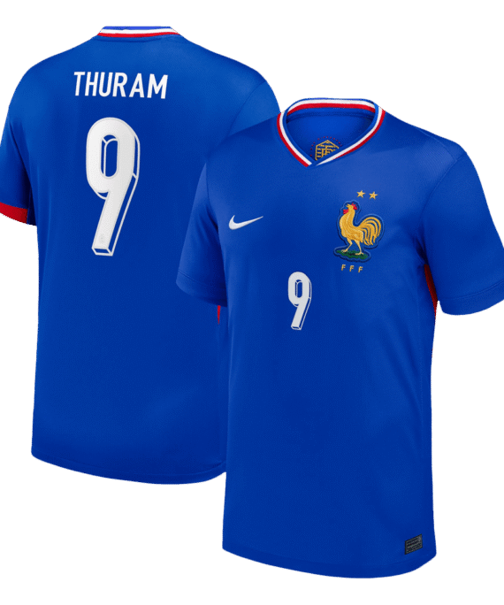 THURAM #9 France Euro Home Soccer Jersey Blue