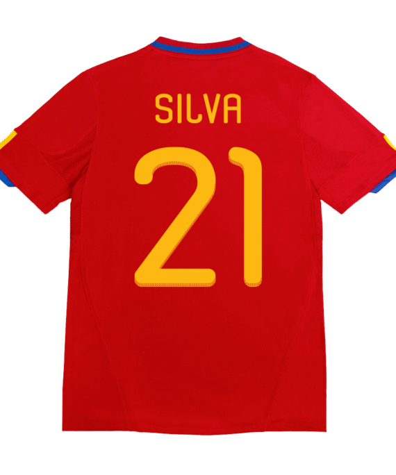 Spain SILVA #21 Home Soccer Jersey Retro 2010