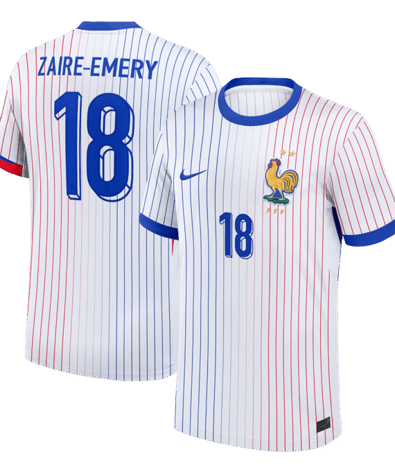 ZAIRE-EMERY #18 France Euro Away Soccer Jersey White