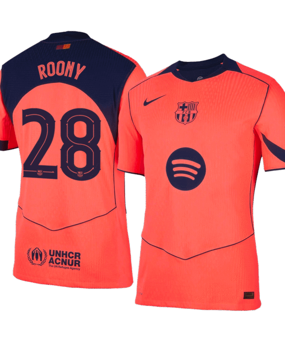 ROONY #28 Authentic Barcelona Third Away Soccer Jersey 25/26 Orange
