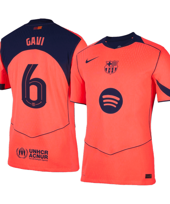GAVI #6 Authentic Barcelona Third Away Soccer Jersey 25/26 Orange- UCL