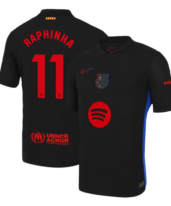 Barcelona RAPHINHA #11 Away Soccer Jersey Authentic -（Spotify Logo Without Text）