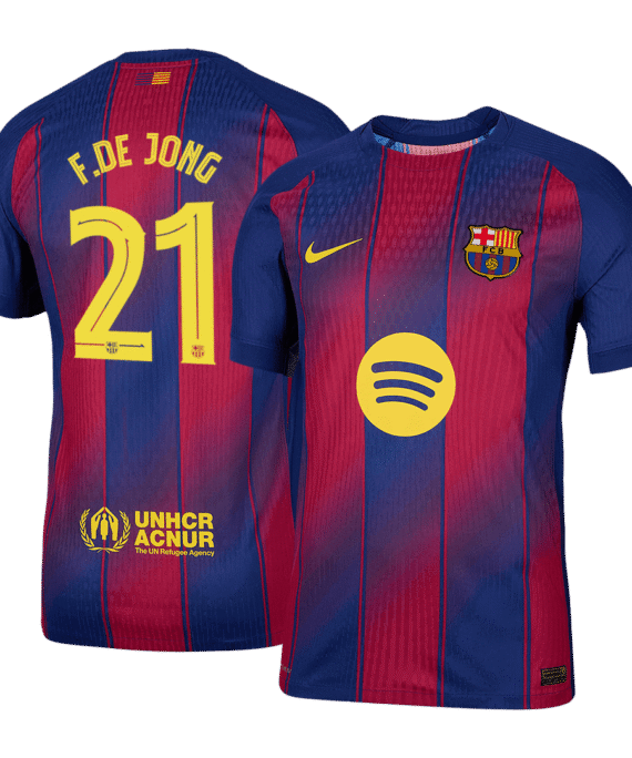 Barcelona F.DE JONG #21 Home Soccer Jersey Authentic 2025/26 - UCL Edition