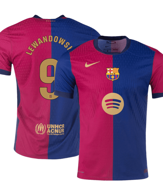 Barcelona LEWANDOWSKI #9 Home Soccer Jersey Authentic- Spotify Logo Without Text