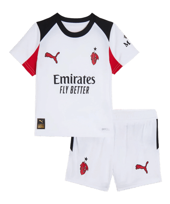 Kid's AC Milan Away Soccer Jersey Kit(Jersey+Shorts) 25/26 White