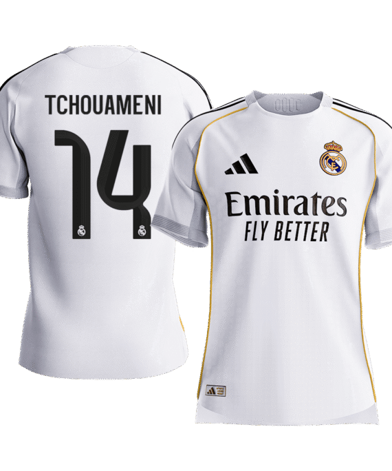TCHOUAMENI #14 Authentic Real Madrid Home Soccer Jersey 2025/26 White