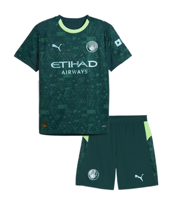 Kid's Manchester City Fourth Soccer Jersey Kit(Jersey+Shorts) 25/26 Green