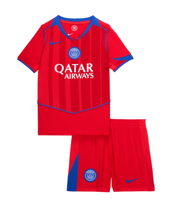 Kid's PSG Third Soccer Jersey Kit(Jersey+Shorts) 25/26 Red