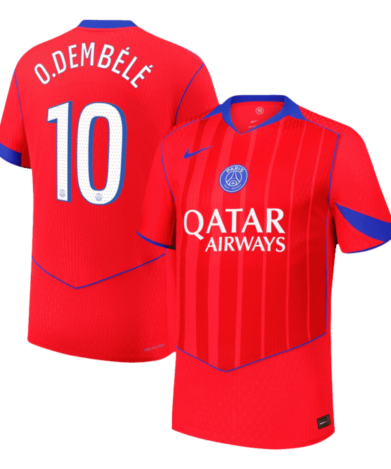 25/26 O.DEMBÉLÉ #10 Authentic PSG Third Away Soccer Jersey Red