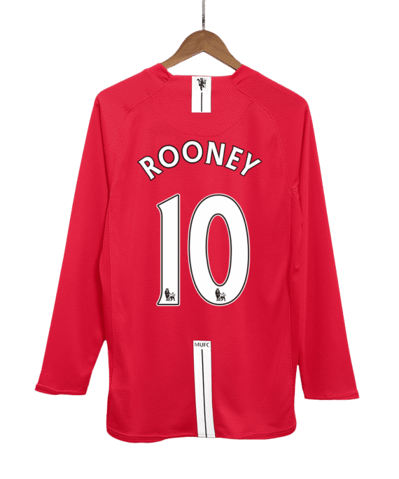 Manchester United ROONEY #10 Home Soccer Jersey Retro 2007/08 - Long Sleeve