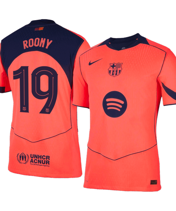 ROONY #19 Authentic Barcelona Third Away Soccer Jersey 25/26 Orange- UCL