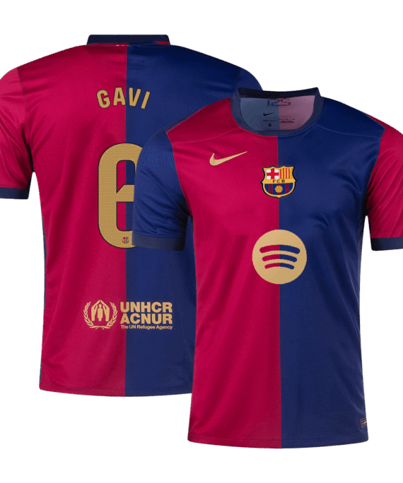 Barcelona GAVI #6 Home Jersey - Spotify Logo Without Text
