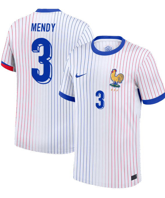 MENDY #3 France Euro Away Soccer Jersey White