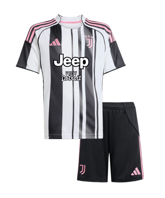 Juventus Home Soccer Jersey Kit 2025/26 Kids(Jersey+Shorts)