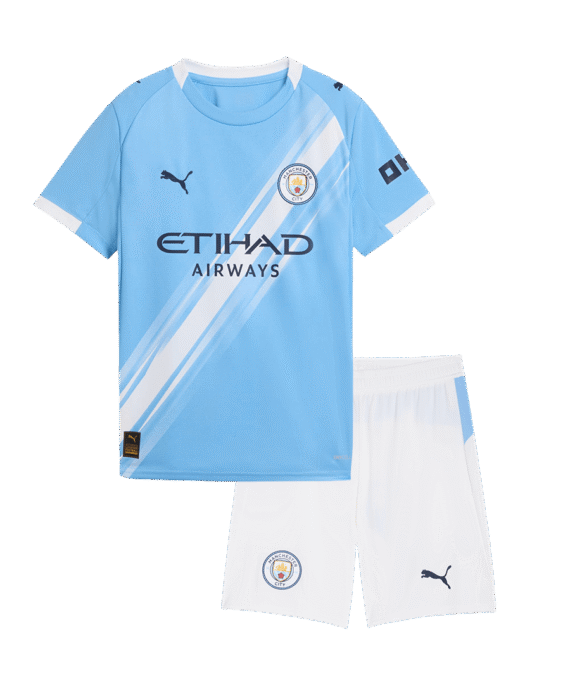 Manchester City Home Soccer Jersey Kit 2025/26 Kids(Jersey+Shorts)