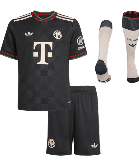 Kid's Bayern Munich Third Away Soccer Jersey Kit(Jersey+Shorts+Socks) 25/26 Black