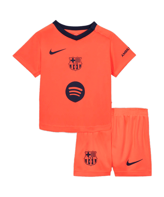 Kid's Barcelona Third Away Soccer Jersey Kit 25/26 Orange