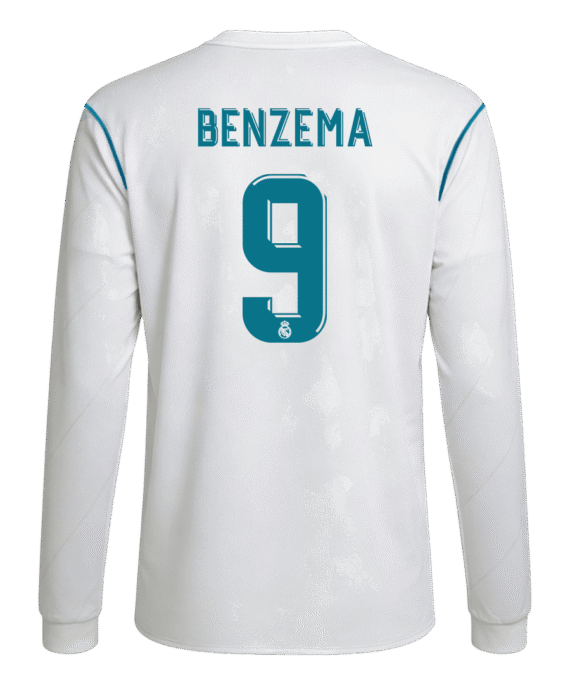 Real Madrid BENZEMA #9 Home Soccer Jersey Retro 2017/18 - Long Sleeve