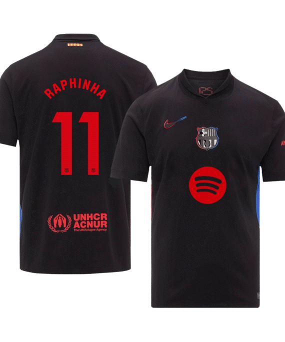 Barcelona RAPHINHA #11 Away Jersey -（Spotify Logo Without Text）