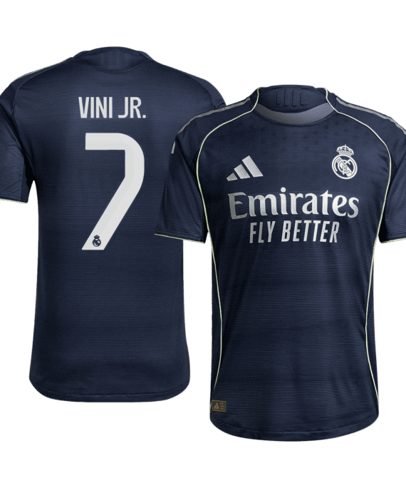 Real Madrid VINI JR. #7 Away Soccer Jersey Authentic 2025/26