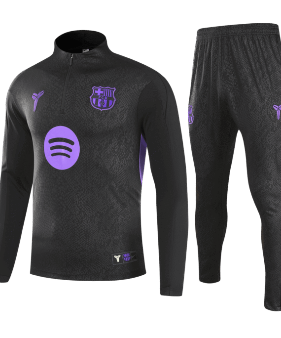 Kid's Barcelona Zipper Sweatshirt Kit(Top+Pants) 25/26 Black