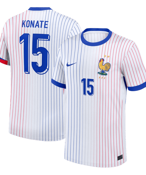 KONATE #15 France Euro Away Soccer Jersey White