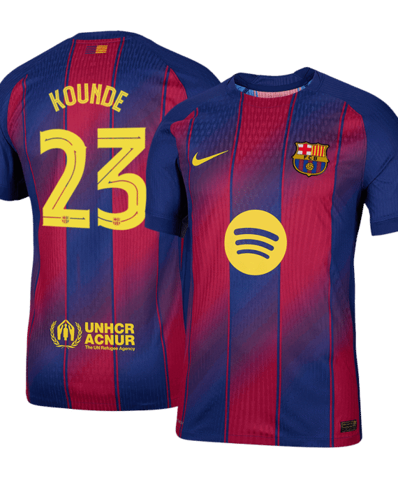 KOUNDE #23 Authentic Barcelona Home Soccer Jersey 2025/26 Red&Blue - UCL