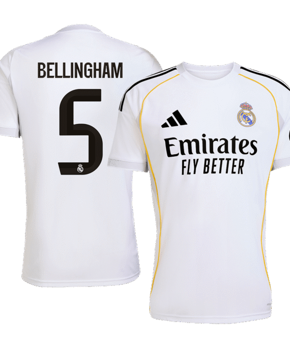 Real Madrid BELLINGHAM #5 Home Soccer Jersey 2025/26