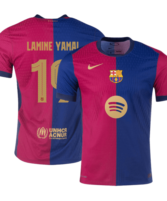 Barcelona LAMINE YAMAL #19 Home Jersey Authentic - UCL Spotify Logo Without Text