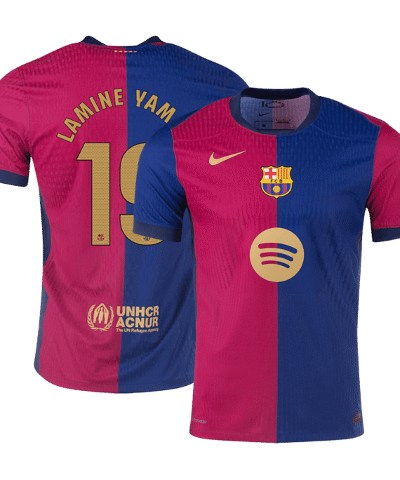 Barcelona LAMINE YAMAL #19 Home Jersey Authentic Spotify Logo Without Text