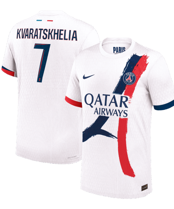 PSG KVARATSKHELIA #7 Away Soccer Jersey Authentic