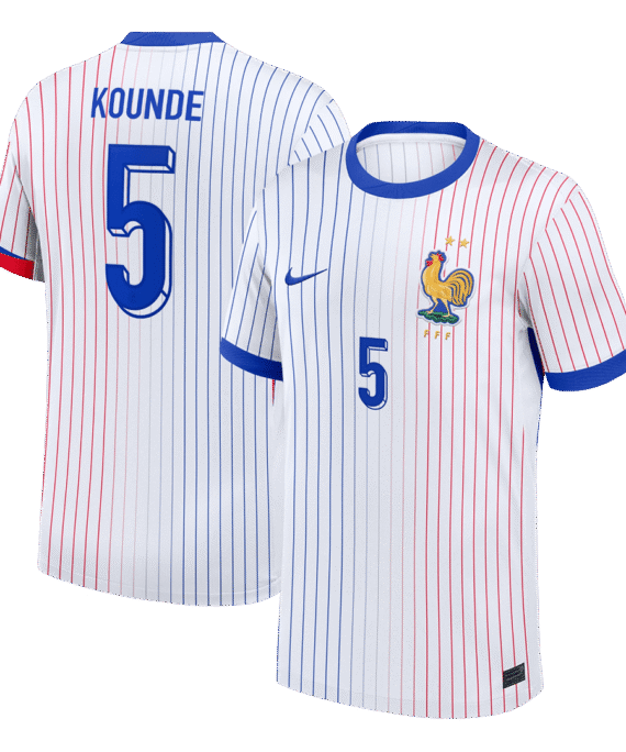 KOUNDE #5 France Euro Away Soccer Jersey White