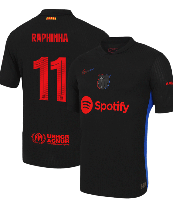 Barcelona RAPHINHA #11 Away Soccer Jersey Authentic - UCL Edition