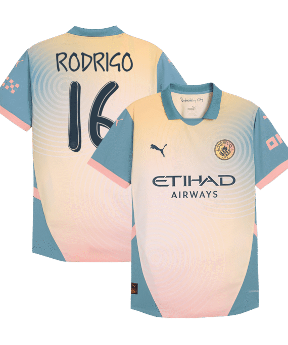 Manchester City RODRIGO #16 Fourth Away Soccer Jersey Authentic- Definitely City (UCL Edition)