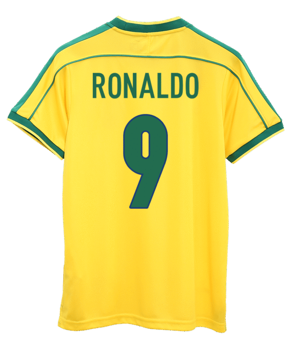 Brazil RONALDO #9 Home Soccer Jersey Retro 1998