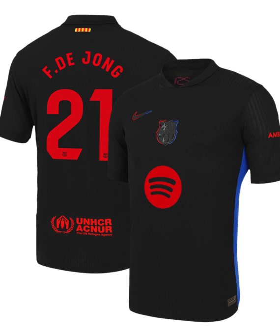 Barcelona F.DE JONG #21 Away Soccer Jersey Authentic - Spotify Logo Without Text