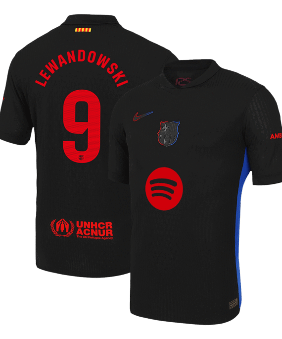 Barcelona LEWANDOWSKI #9 Away Soccer Jersey Authentic - Spotify Logo Without Text