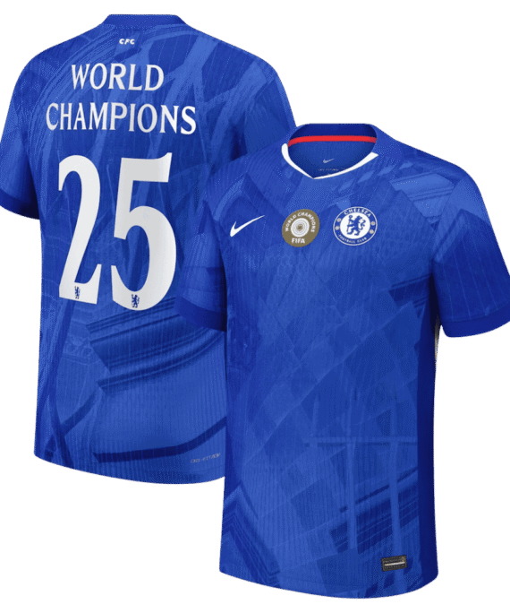 Chelsea WORLD CHAMPIONS #25 Home Soccer Jersey Authentic 2025/26 with chest badge