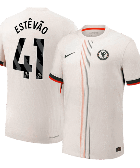 ESTÊVÃO #41 Authentic Chelsea Away Soccer Jersey 2025/26 White