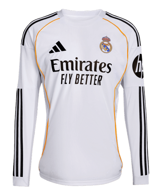 Real Madrid Long Sleeve Home Soccer Jersey 2025/26