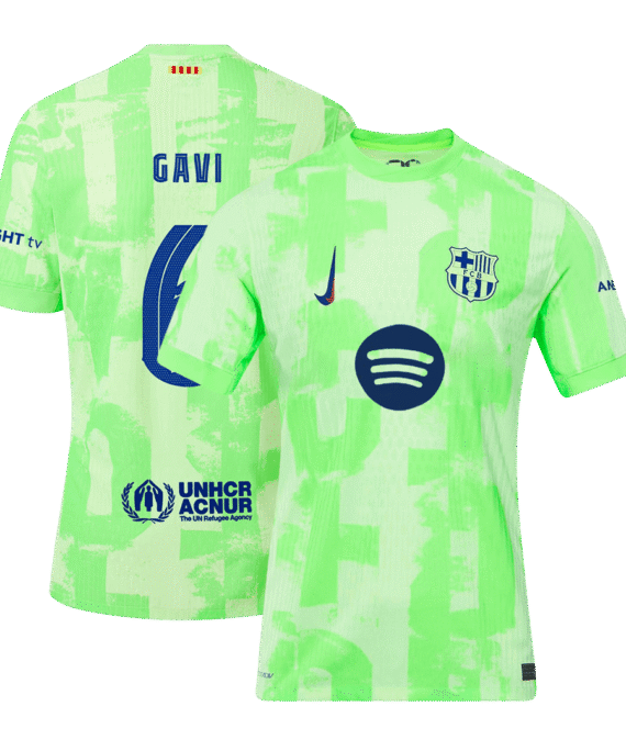 Barcelona GAVI #6 Third Away Soccer Jersey Authentic- UCL（Spotify Logo Without Text）