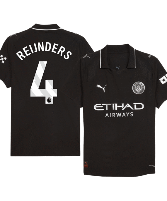 REIJNDERS #4 Authentic Manchester City Away Soccer Jersey 2025/26 Black