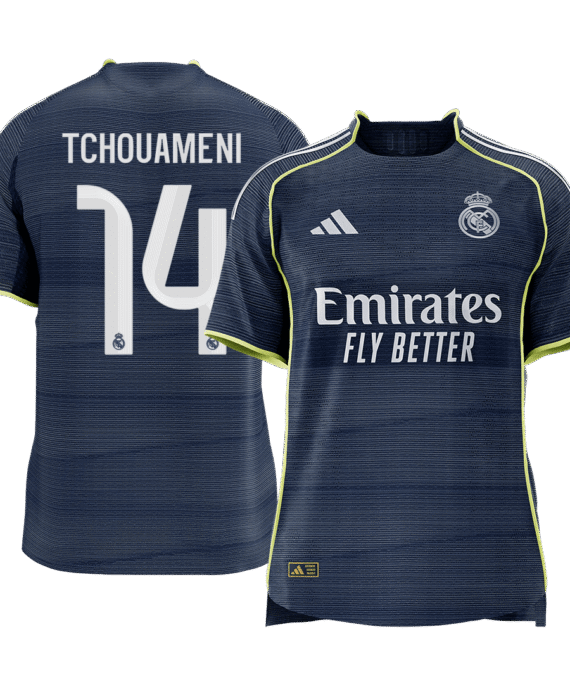 TCHOUAMENI #14 Authentic Real Madrid Away Soccer Jersey 2025/26 Navy