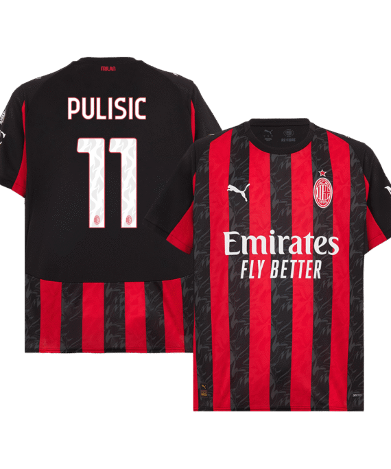 PULISIC #11 AC Milan Home Soccer Jersey 2025/26 Red&Black