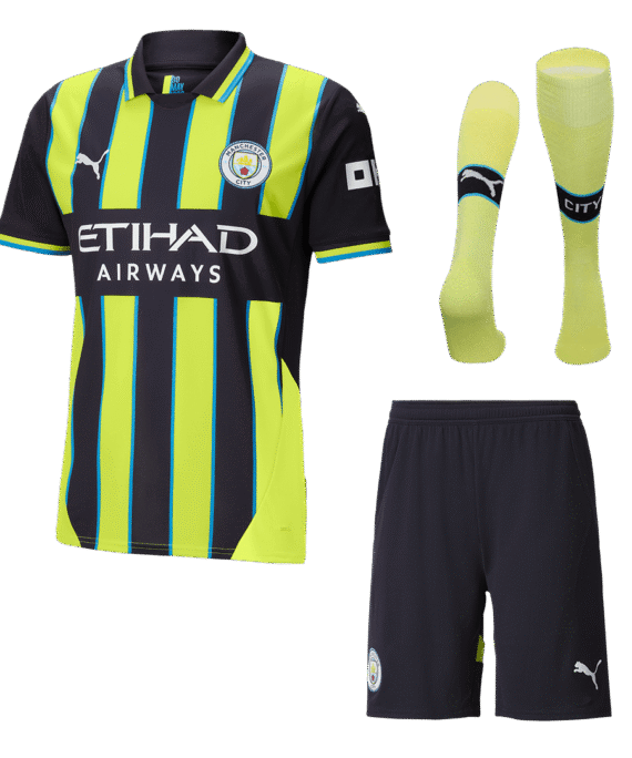 Manchester City Away Soccer Jersey Kit (Jersey+Shorts+Socks)